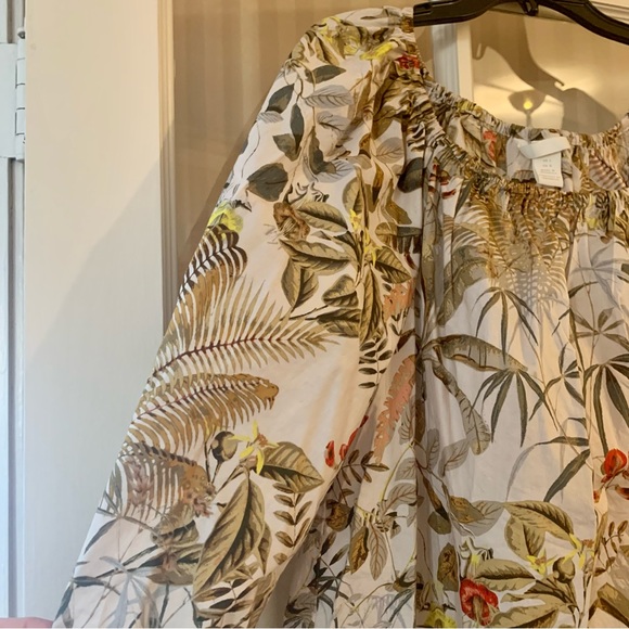 H&M tropical botanical print cotton blouse - Picture 4 of 6